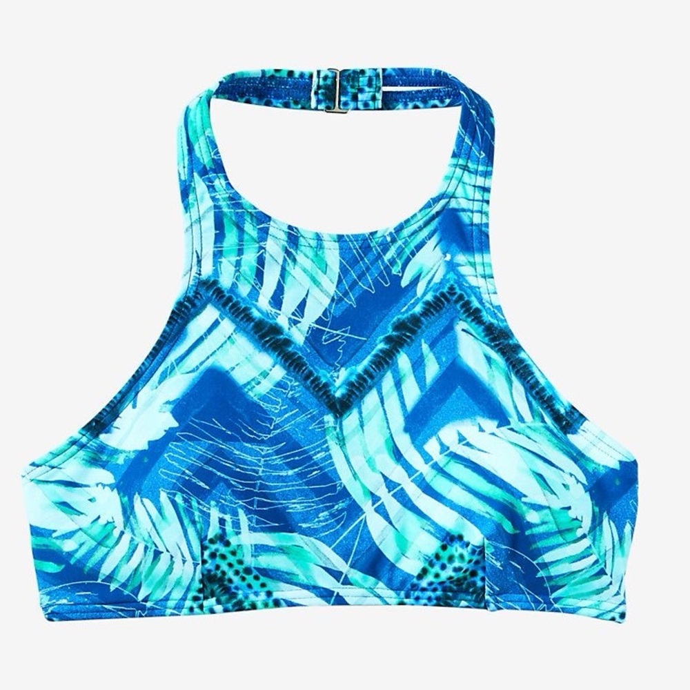 Express High Neck Halter Bikini Top with Three Strap Cut-Out Bottom